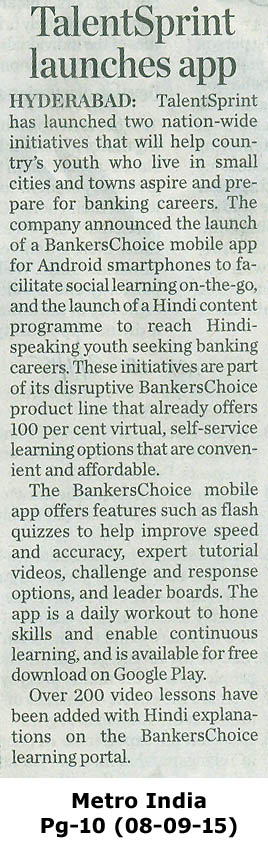 TalentSprint launches BankersChoice mobile app for Android smartphones